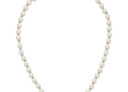 14k White Gold 6- White Near-Round Freshwater Cultured Pearl Beaded Necklace (Style XF572-18)