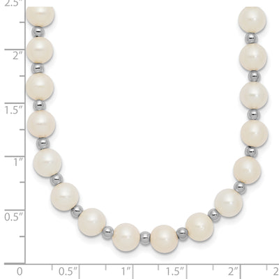 14K White Gold White Near-Round Freshwater Cultured Pearl Beaded Necklace