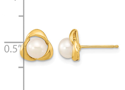 14k 5- White Button Freshwater Cultured Pearl Post Earrings, 8 x 8mm