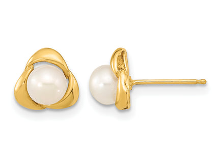 14k 5- White Button Freshwater Cultured Pearl Post Earrings, 8 x 8mm
