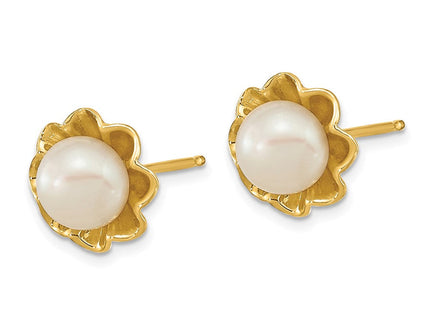 14K gold pearl earrings, alternate view