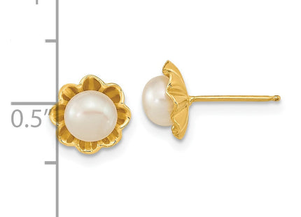 14K gold pearl earrings, further view