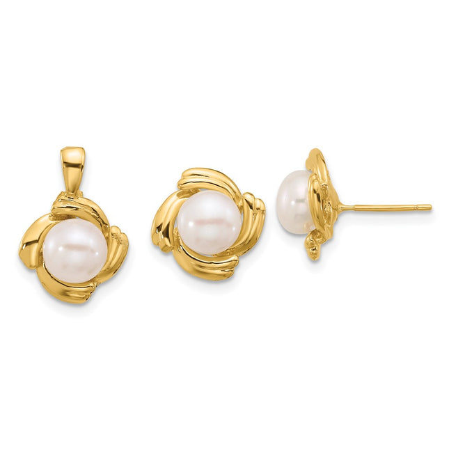 14k Yellow Gold Earrings Style XF626SET - Classique Jewelry Inc.