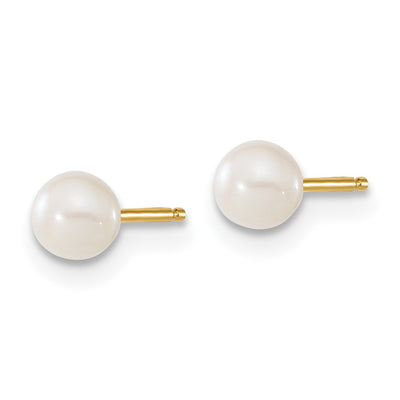14K Children's White Round Freshwater Cultured Pearl Pendant and Post Earrings Set