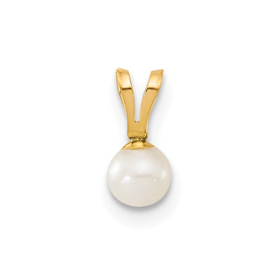14K Children's White Round Freshwater Cultured Pearl Pendant and Post Earrings Set