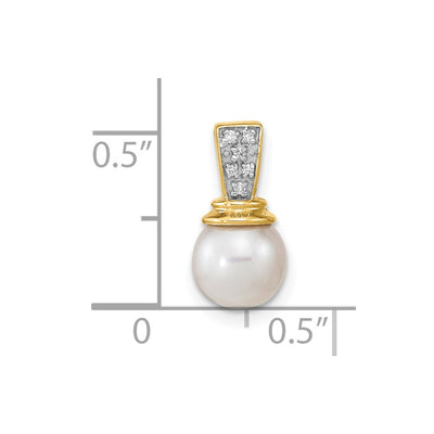 14K Freshwater Cultured Pearl and Diamond Polished Pendant
