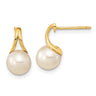 14K 7- White Round Freshwater Cultured Pearl Post Earrings