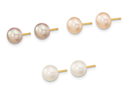 14k Yellow Gold Earrings Style XF680SET - Classique Jewelry Inc.