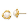 14K 7- White Button Freshwater Cultured Pearl Post Earrings