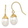 14K 7- White Rice Freshwater Cultured Pearl Dangle Earrings