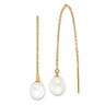 14k 7- White Rice Freshwater Cultured Pearl Cable Chain Threader Earrings