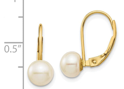 14K gold pearl drop earrings, further view