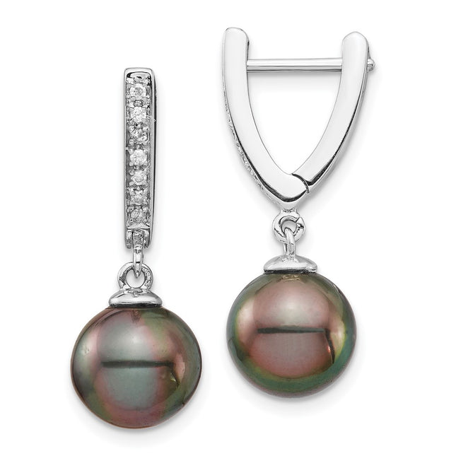 14K white gold diamond drop earrings, alternate view