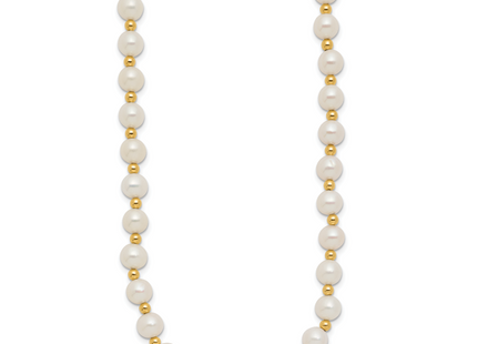 14k 6- White Near-Round Freshwater Cultured Pearl Beaded Necklace