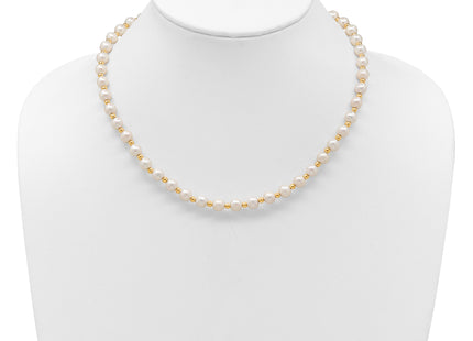 14k 6- White Near-Round Freshwater Cultured Pearl Beaded Necklace