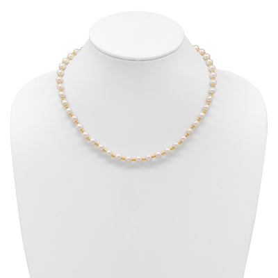 14K White Near-Round Freshwater Cultured Pearl Beaded Necklace