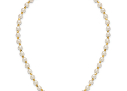 14k 6- White Near-Round Freshwater Cultured Pearl Beaded Necklace
