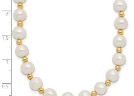 14k 6- White Near-Round Freshwater Cultured Pearl Beaded Necklace