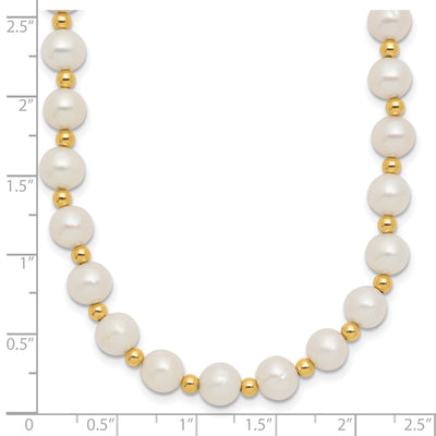 14K White Near-Round Freshwater Cultured Pearl Beaded Necklace