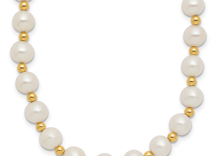 14k 6- White Near-Round Freshwater Cultured Pearl Beaded Necklace
