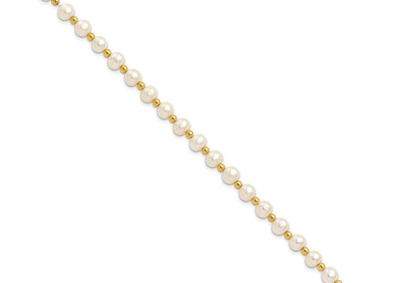 14k 6- White Near-Round Freshwater Cultured Pearl Beaded Necklace