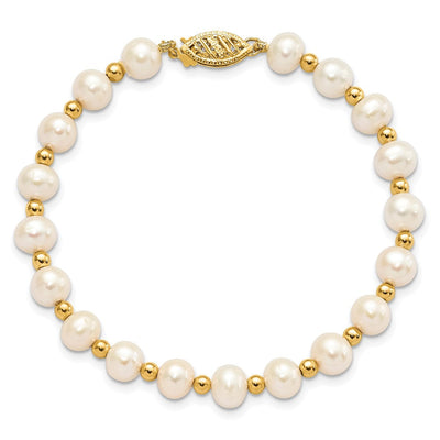 14K White Near-Round Freshwater Cultured Pearl Beaded Necklace