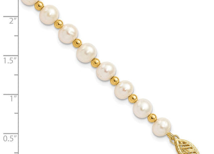 14k 6- White Near-Round Freshwater Cultured Pearl Beaded Necklace
