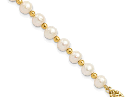 14k 6- White Near-Round Freshwater Cultured Pearl Beaded Necklace
