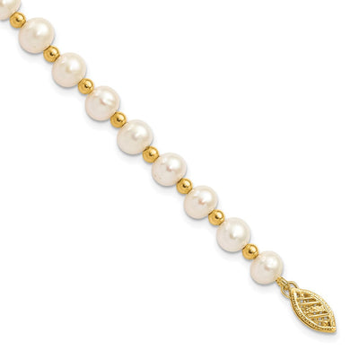 14K White Near-Round Freshwater Cultured Pearl Beaded Necklace