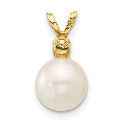 14K White Round Freshwater Cultured Pearl and .07AM Amethyst Pendant