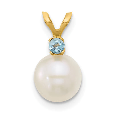 14K gold blue topaz pendant