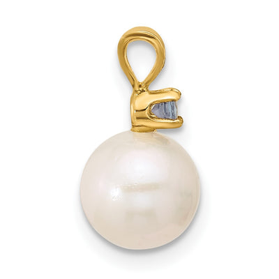 14K White Round Freshwater Cultured Pearl and .07TZ Tanzanite Pendant