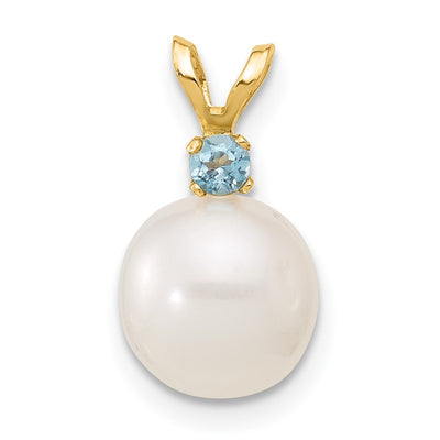 14K gold blue topaz pendant
