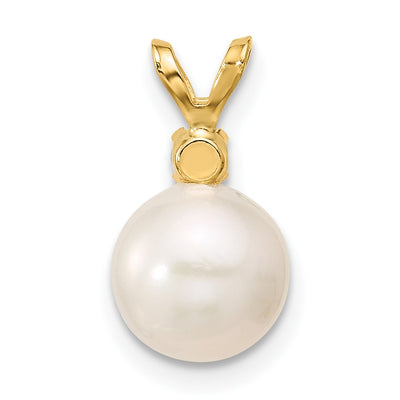 14k8- White Round Freshwater Cultured Pearl and .09EM Emerald Pendant