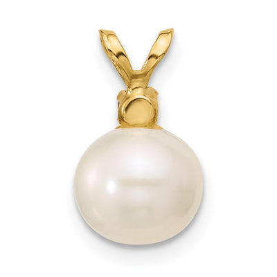 14K White Round Freshwater Cultured Pearl and .09GA Garnet Pendant