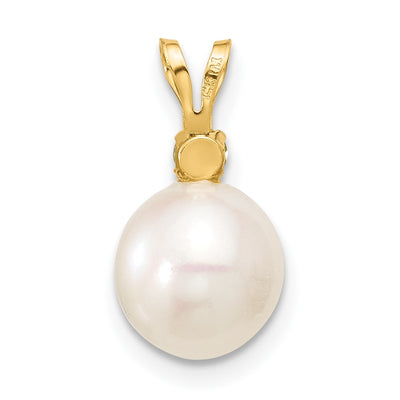 14K White Round Freshwater Cultured Pearl and .07PE Peridot Pendant