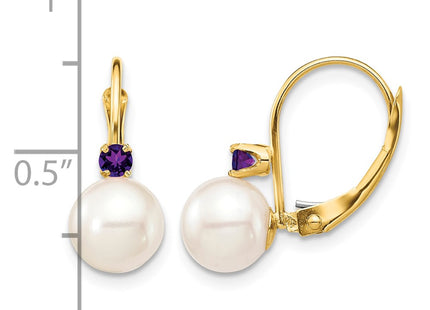14K gold amethyst drop earrings, alternate view