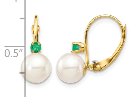 14K gold emerald drop earrings, alternate view