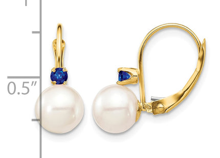 14K gold sapphire drop earrings, alternate view