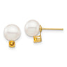 14k 7- White Round Freshwater Cultured Pearl and .14CI Citrine Post Earrings