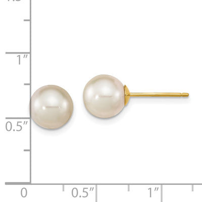 14K White Round South Sea Saltwater Cultured Pearl Post Earrings