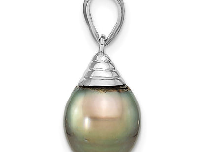 14K white gold pearl teardrop pendant, alternate view