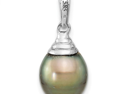 14K white gold pearl teardrop pendant, further view