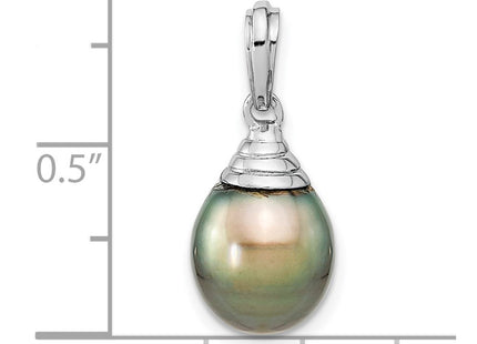 14K white gold pearl teardrop pendant, another view