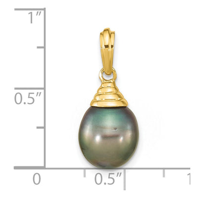 14K Black Teardrop Tahitian Saltwater Cultured Pearl Pendant