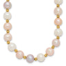 14k 8- Pink/Purple/White Semi-Round Freshwater Cultured Pearl and Diamond-cut Beaded Necklace