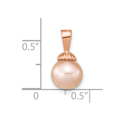 14K Rose Gold Pink Round Freshwater Cultured Pearl Pendant