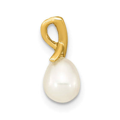 14K White Teardrop Freshwater Cultured Pearl Pendant