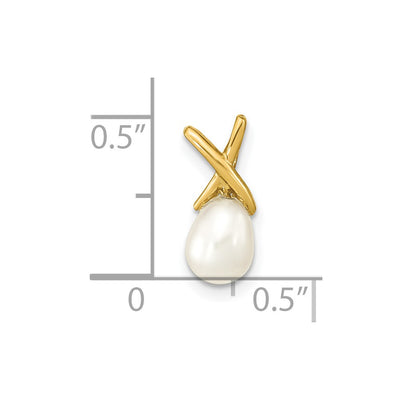 14K White Teardrop Freshwater Cultured Pearl Pendant
