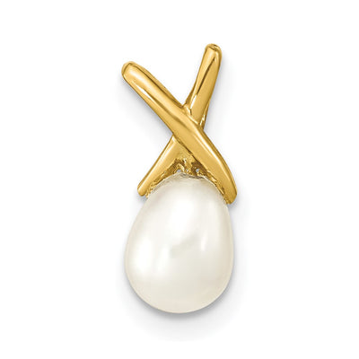14K White Teardrop Freshwater Cultured Pearl Pendant